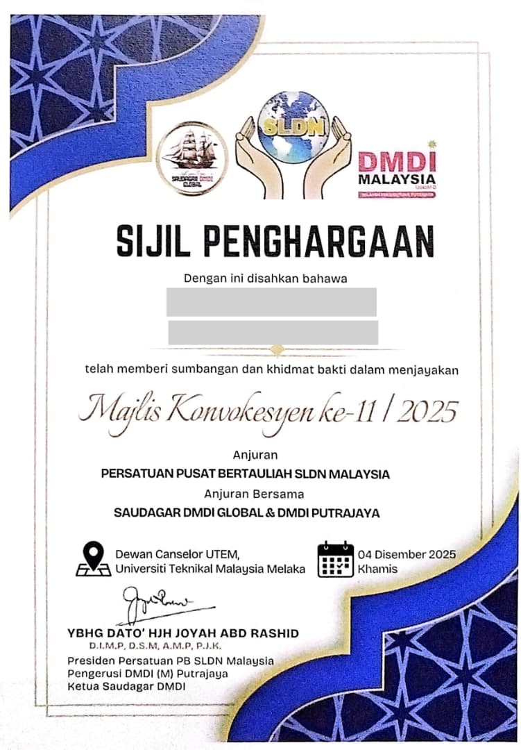 Sijil Penghargaan Majlis Konvokesyen
