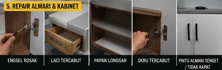 Servis tambahan repair almari dan kabinet